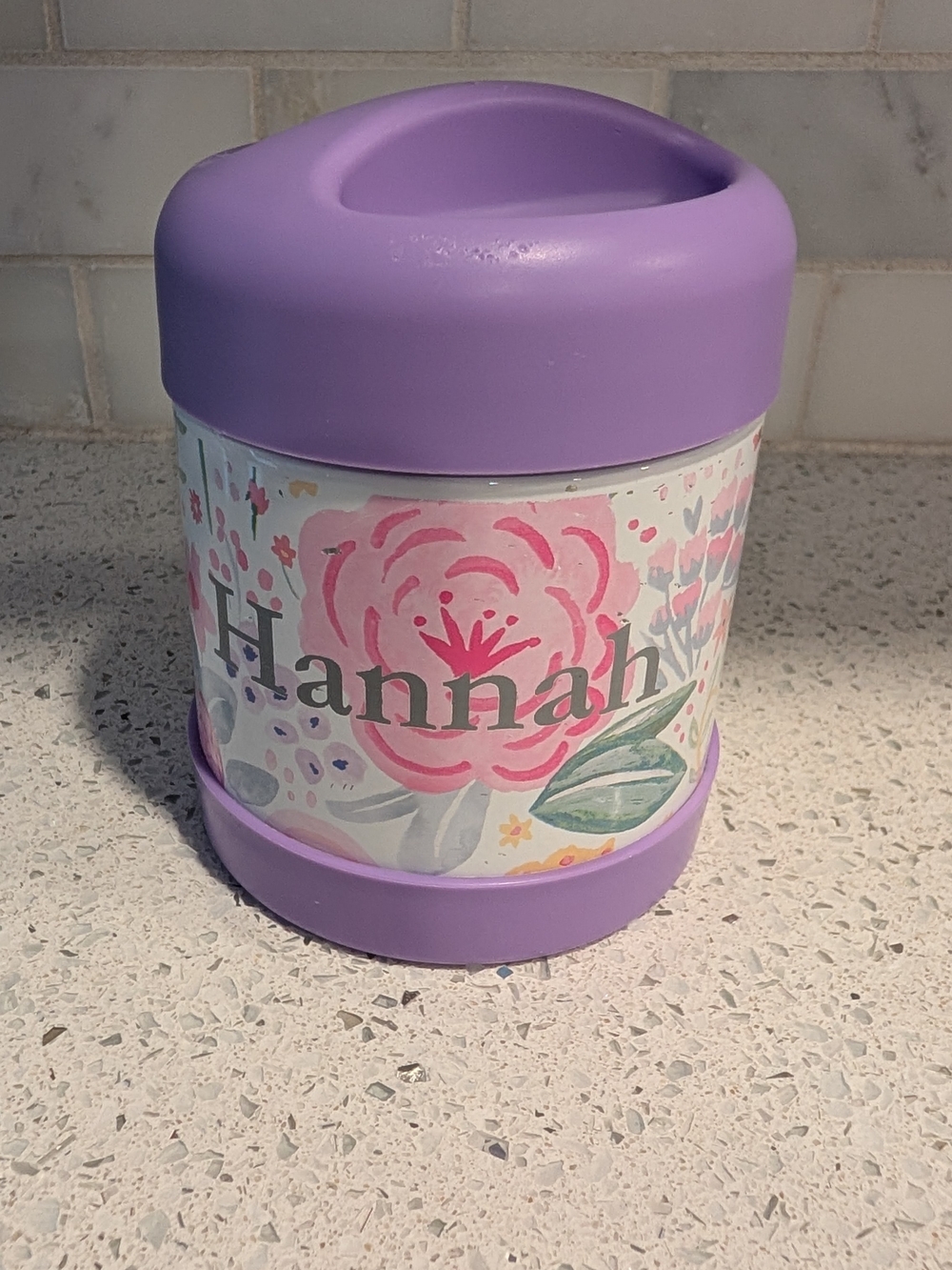 Pottery Barn Kids Purple Floral Thermos